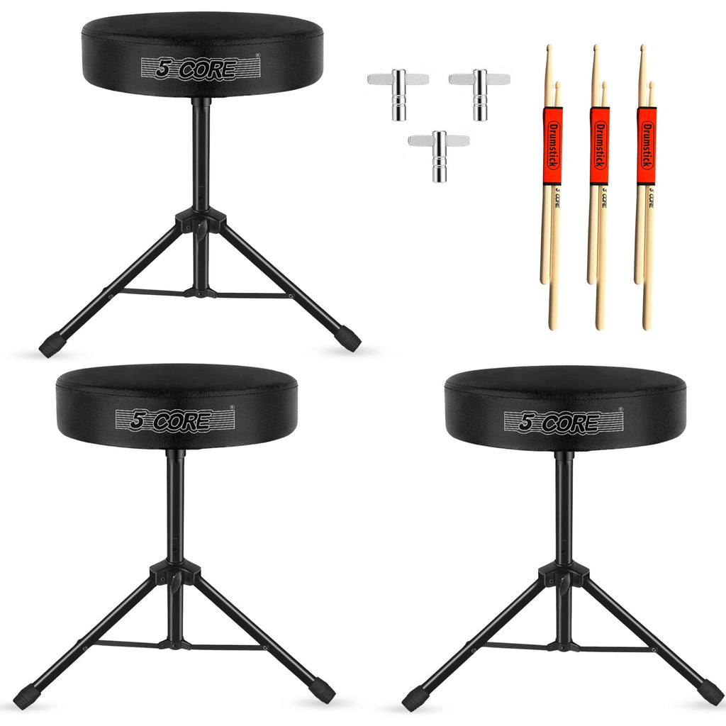5Core Drum Throne Adjustable Guitar Stool Padded Drummer Seat for Adults & Kids
