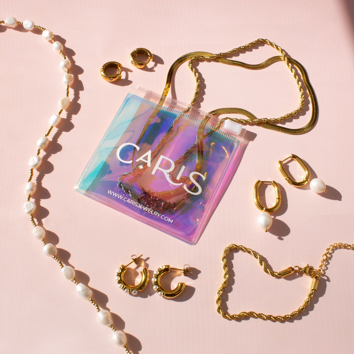 Gracie Pearl Hoop Earrings