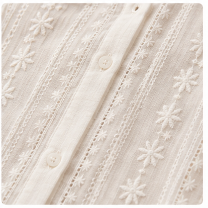 Ivory Garden Lace Button-Down Shirt