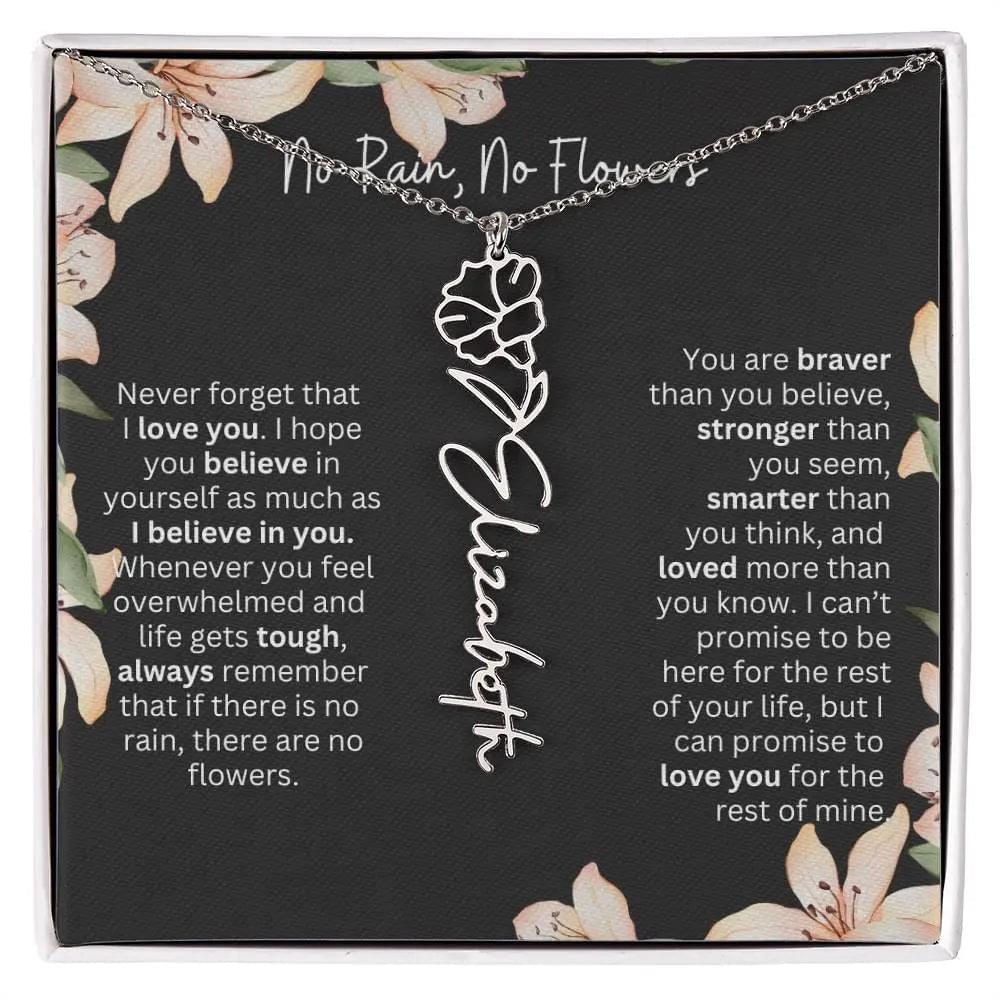 To My Beautiful Daughter Necklace I Birth Flower Necklace With Name I No Rain - No Flowers